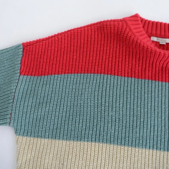 Brixton Madero Red,  Sage & Blue Colour Block Knit Crewneck Sweater Size Medium - Picture 8 of 10